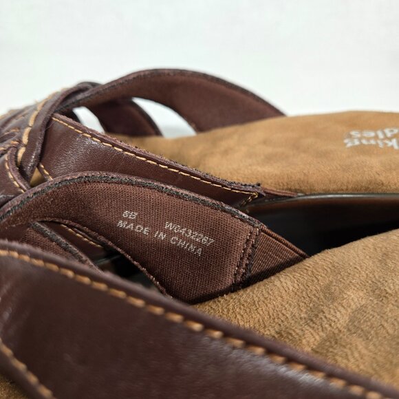 Y2K Vintage WALKING CRADLES Brown Leather Strappy Wedge Heels Sandals Size 8B. - Picture 16 of 17